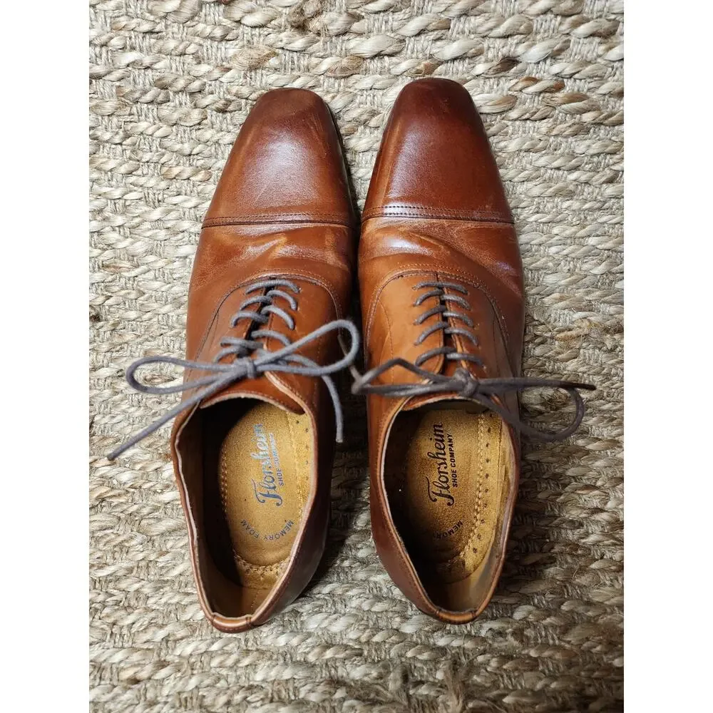 Florsheim CORBETTA Men's Brown Classic CAP Toe Oxford Leather Dress Shoe Sz. 9.5